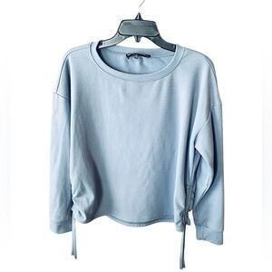 Kendall & Kylie long sleeve sweatshirt ruched drawstring side XL periwinkle blue